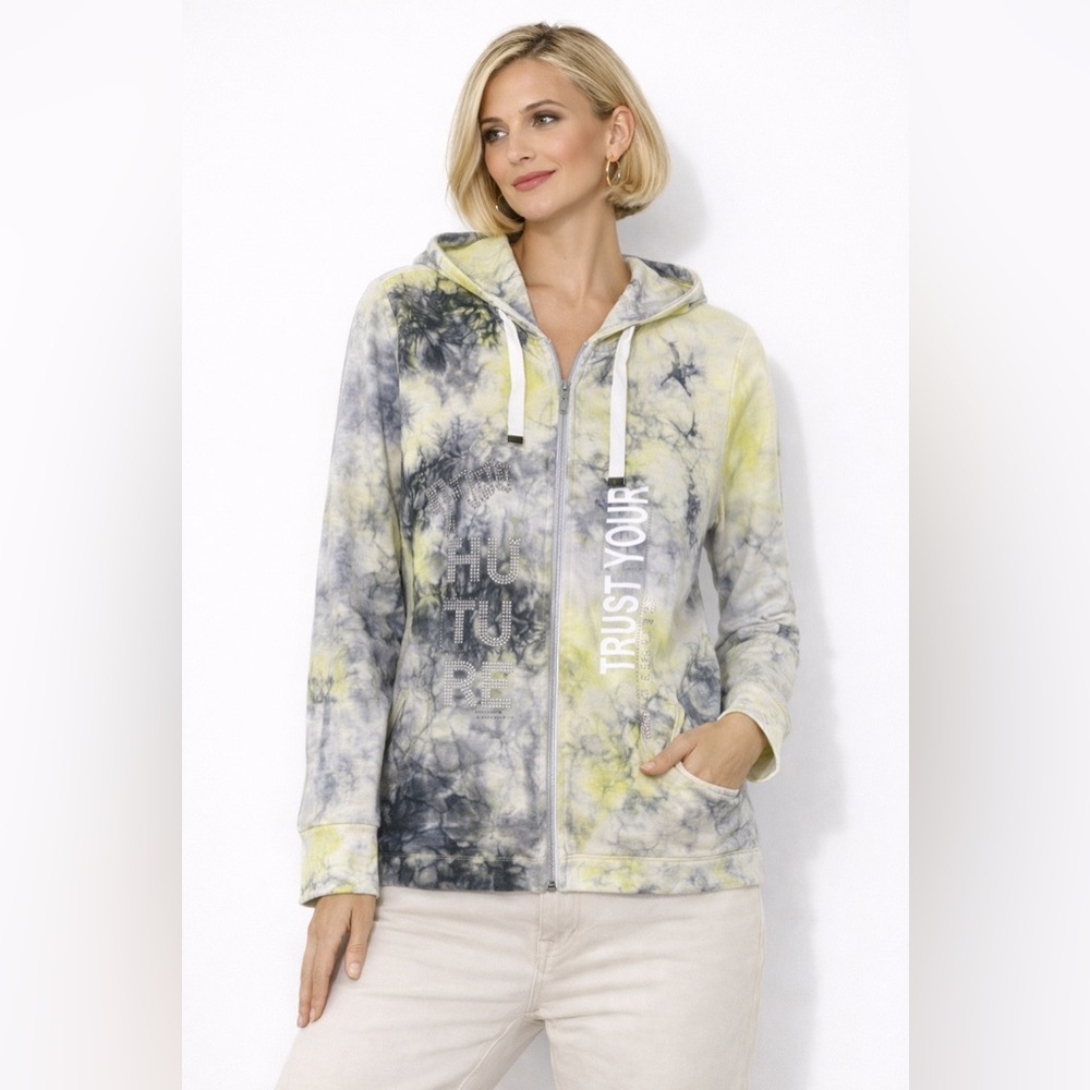 DOLCEZZA Women's Tie-Dye Zip-Up Hoodie NWT
